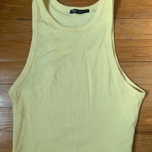 Zara yellow ribbed tank top